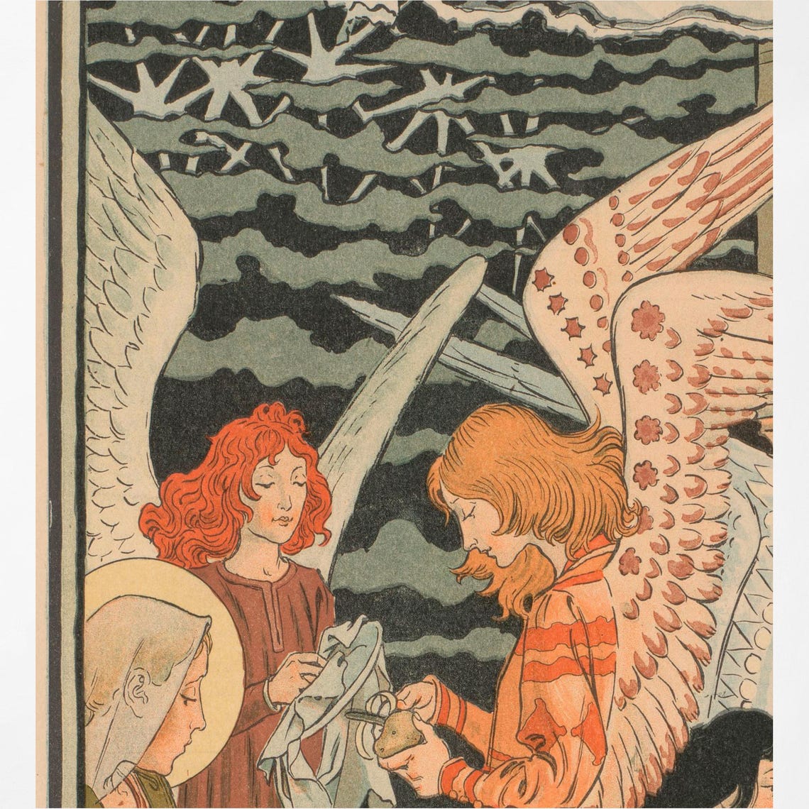 Vintage Christmas Angels Art Nouveau Poster - Image 3
