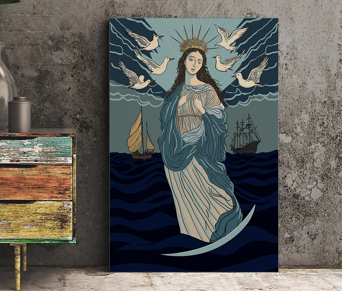 Virgin Mary Art Print Virgin Of Guadalupe Virgin Mary Poster Home Wall Decor Our Lady Of Guadalupe Spiritual Art - Image 2