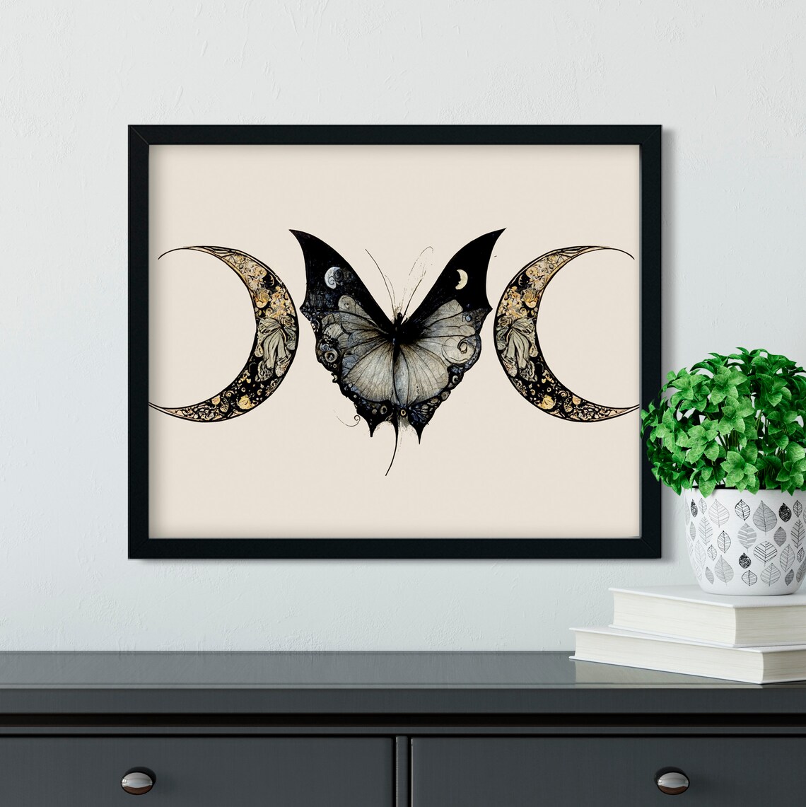 Art Deco Butterfly Floral Poster Print