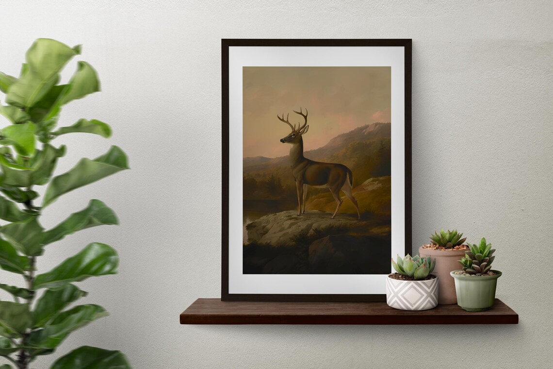 Vintage Deer Painting, Bohemian Deer Art Poster - Image 2
