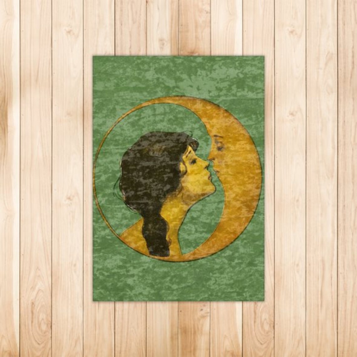 Nouveau Rug Woman Kissing Moon, Marbled Velvet - Image 2