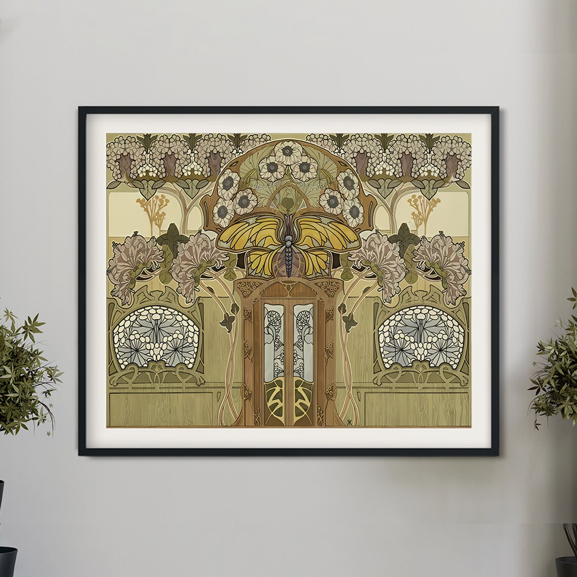 Nouveau Fleurs Art Nouveau Poster, Floral Butterfly