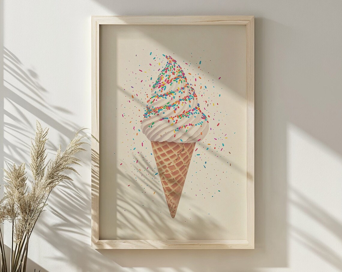 Ice Cream Cone Nursery Art Print, Kids Decor