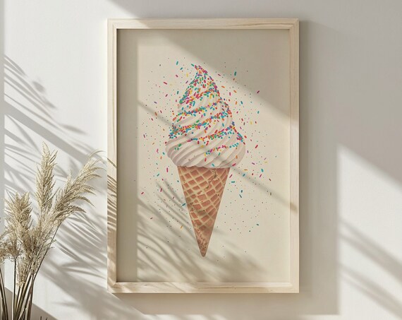 Ice Cream Cone Nursery Art Print, Kids Decor