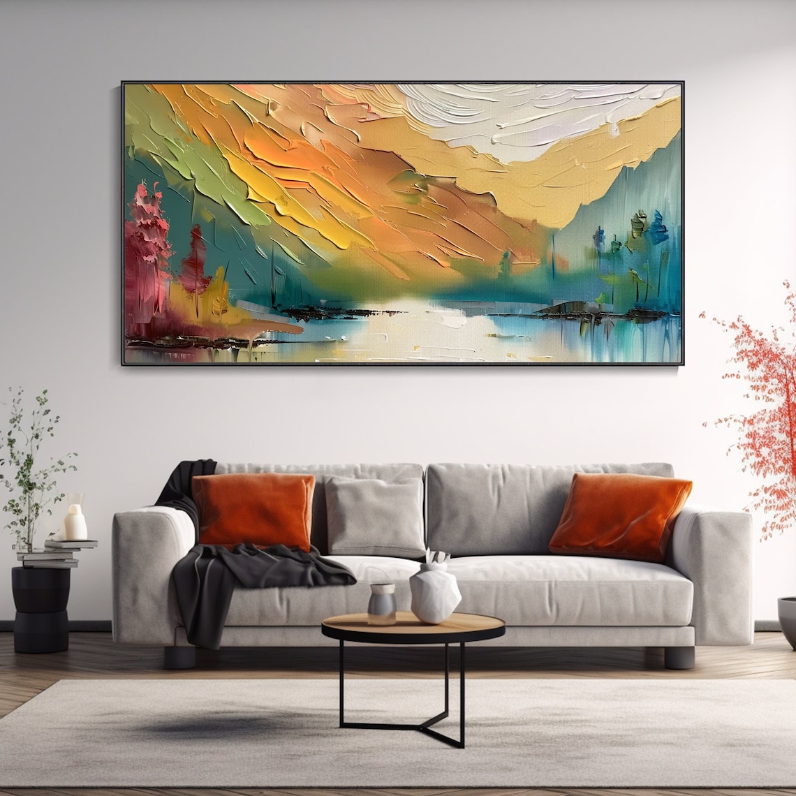 Abstract Landscape Oil Painting, Ink-Style Art Print