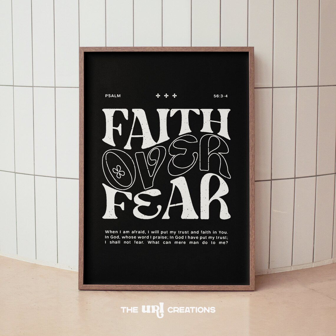 Faith Over Fear Christian Scripture Retro Art Print