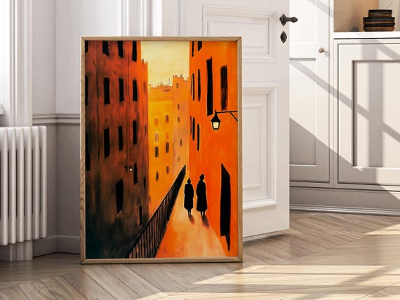 Italian Alley Minimalist Wall Art Vintage Aesthetics City Print Retro Cityscape Poster Moody Conceptual Artwork