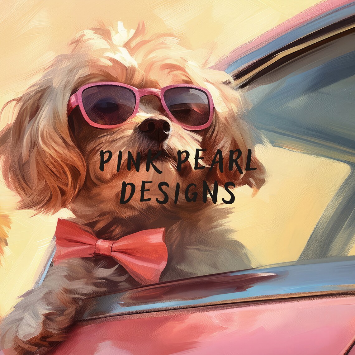 Cute Cavapoo Girly Art Print, Retro Summer Style - Image 8