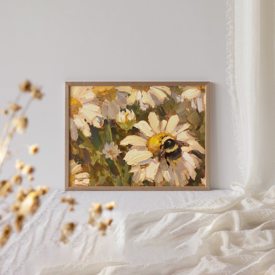 Cute Bee And Daisies Vintage Spring Art Print - Image 6