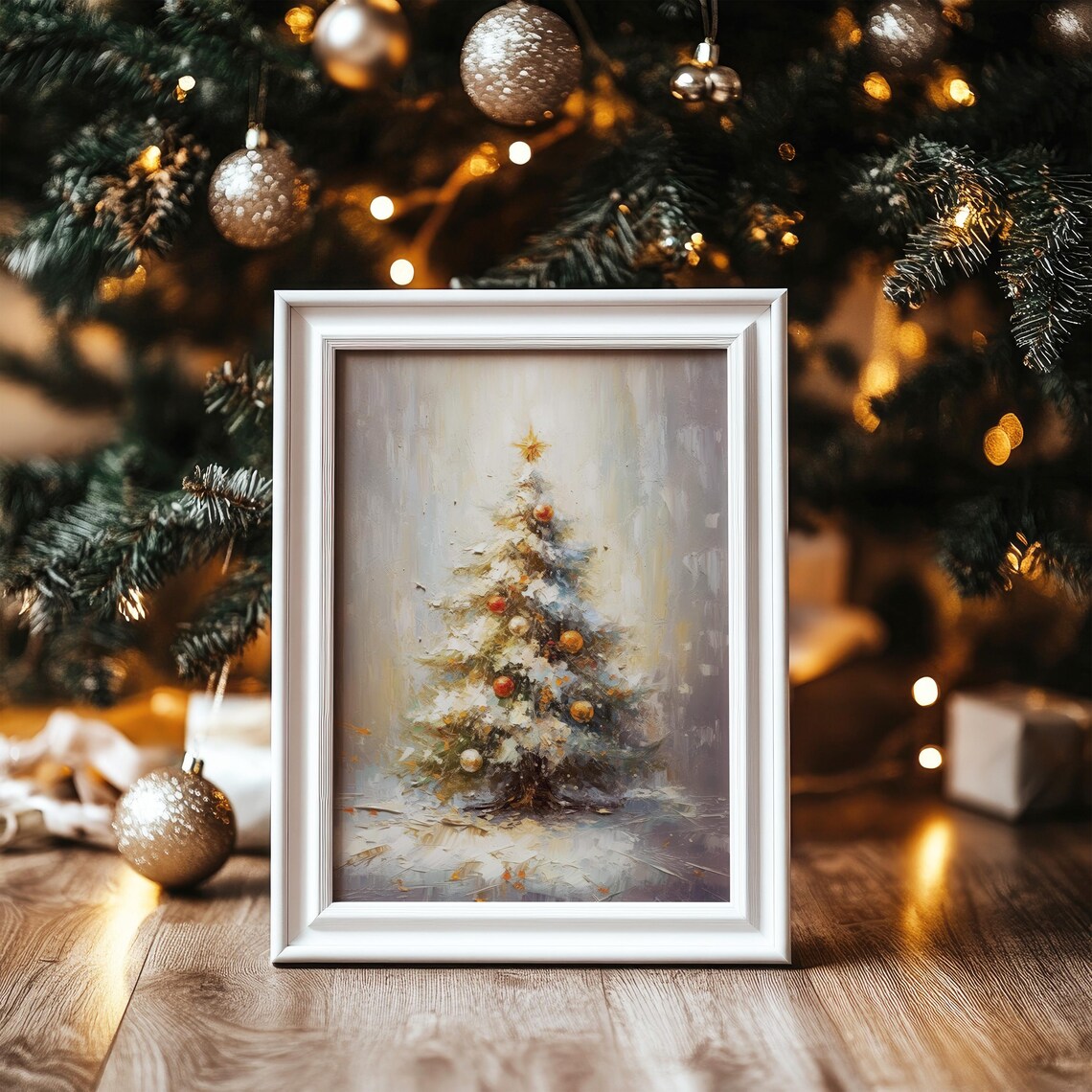 Moody Christmas Tree Vintage Winter Art Print - Image 4