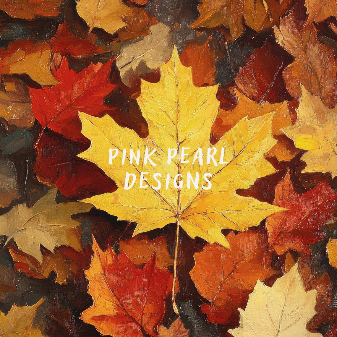 Autumn Maple Leaves Fall Foliage Earth Tone Painting Wall Art Poster - Image 6
