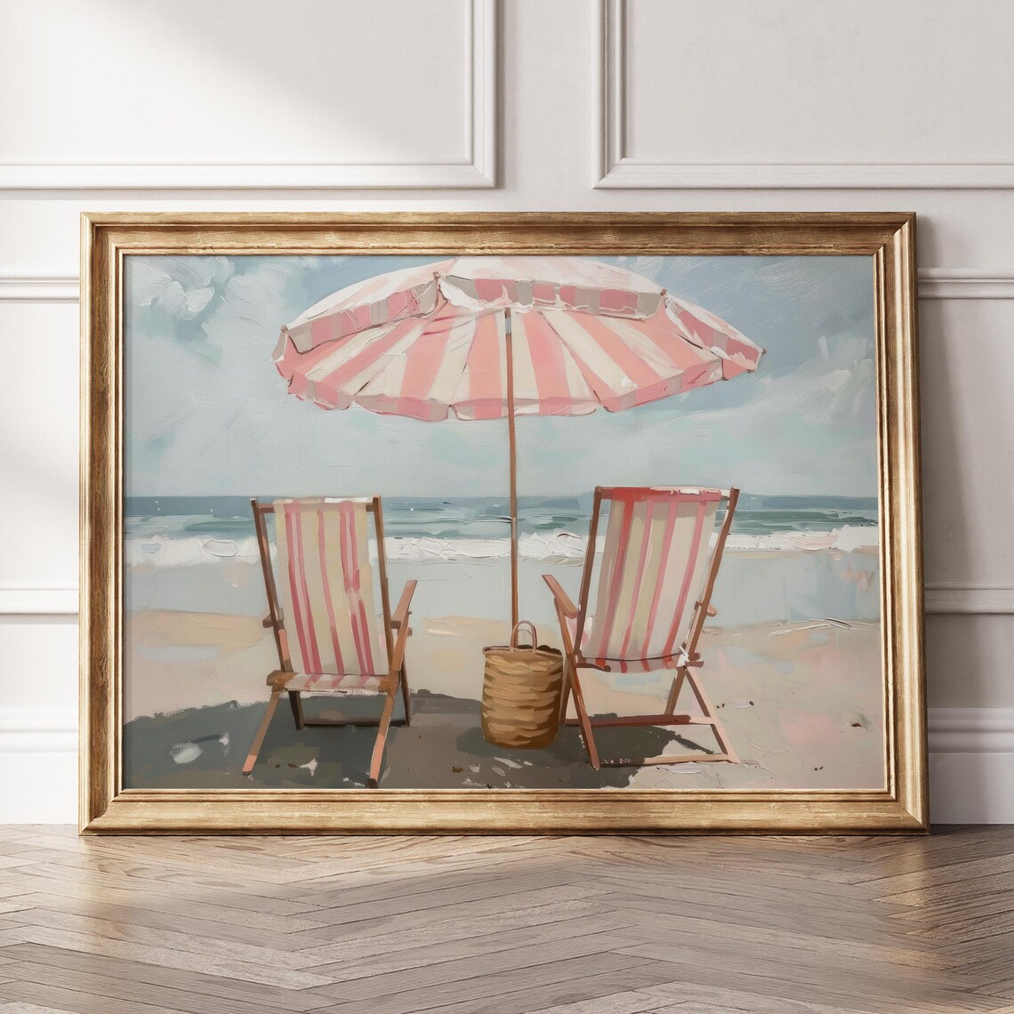 Pink Beach Umbrella Chairs Travel Poster, Summer Decor - Image 5