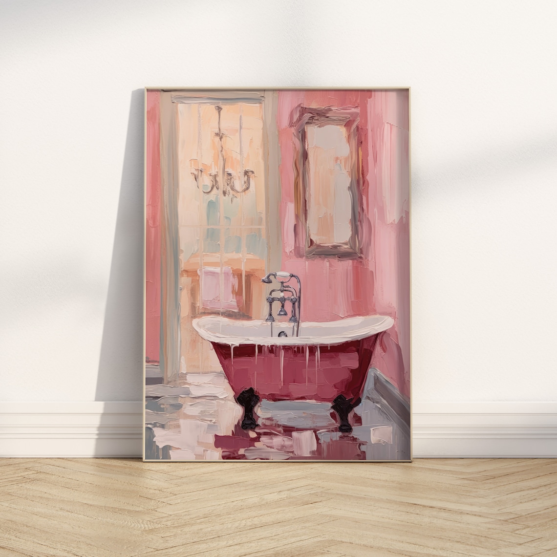 Pink Vintage Girly Bathroom Art Print, Coquette Aesthetic