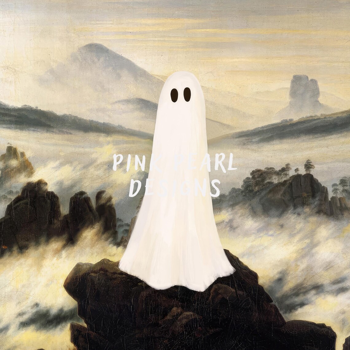 Ghost Above The Sea Of Fog Vintage Halloween Art Print - Image 6