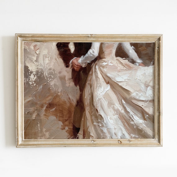 Vintage Dancing Couple Poster, Victorian Romantic Scene