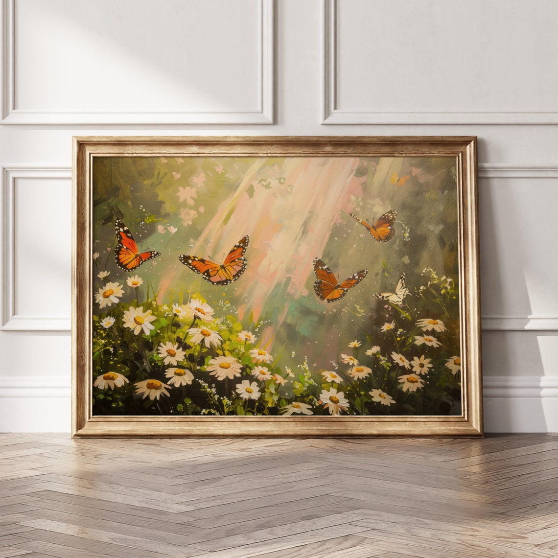 Monarch Butterflies Daisy Meadow Sunbeam Spring Garden Art Poster - Image 5