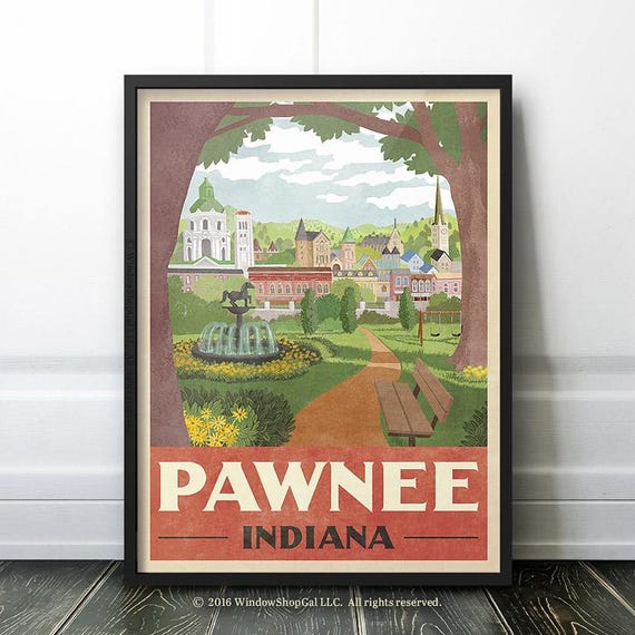 Pawnee Indiana Travel Poster, Parks and Rec Department