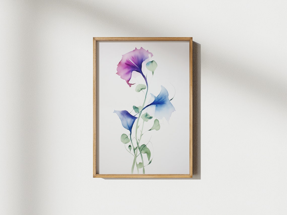 Morning Glory September Birth Flower Watercolor Art Print - Image 4
