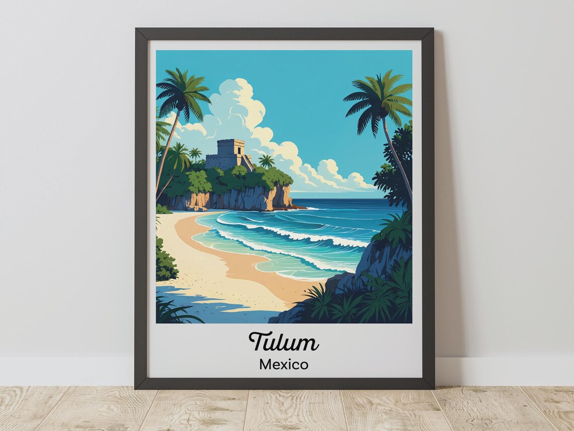 Tulum Vintage Travel Poster, Mexico Wall Art