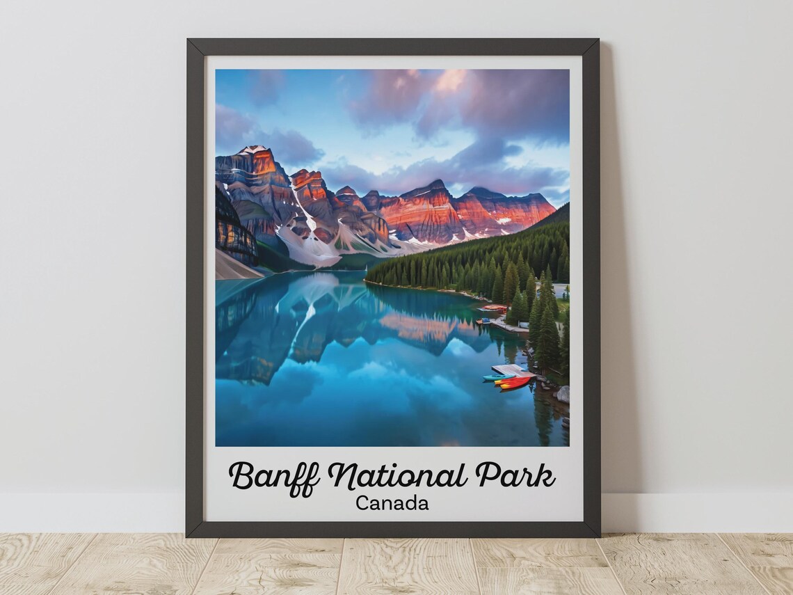 Banff National Park Canada Moraine Lake Mountain Travel Poster