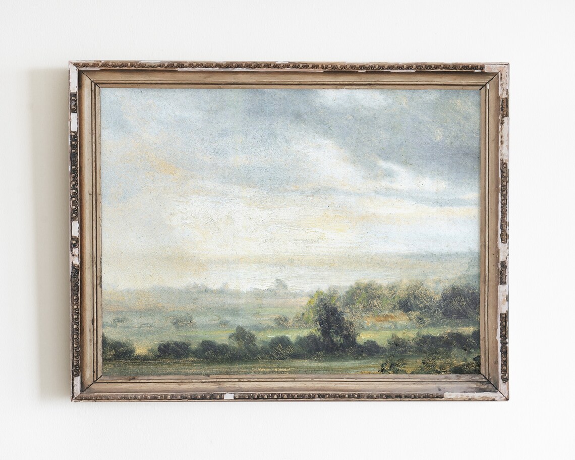 Vintage Country Landscape Art Print, Antique Scenery