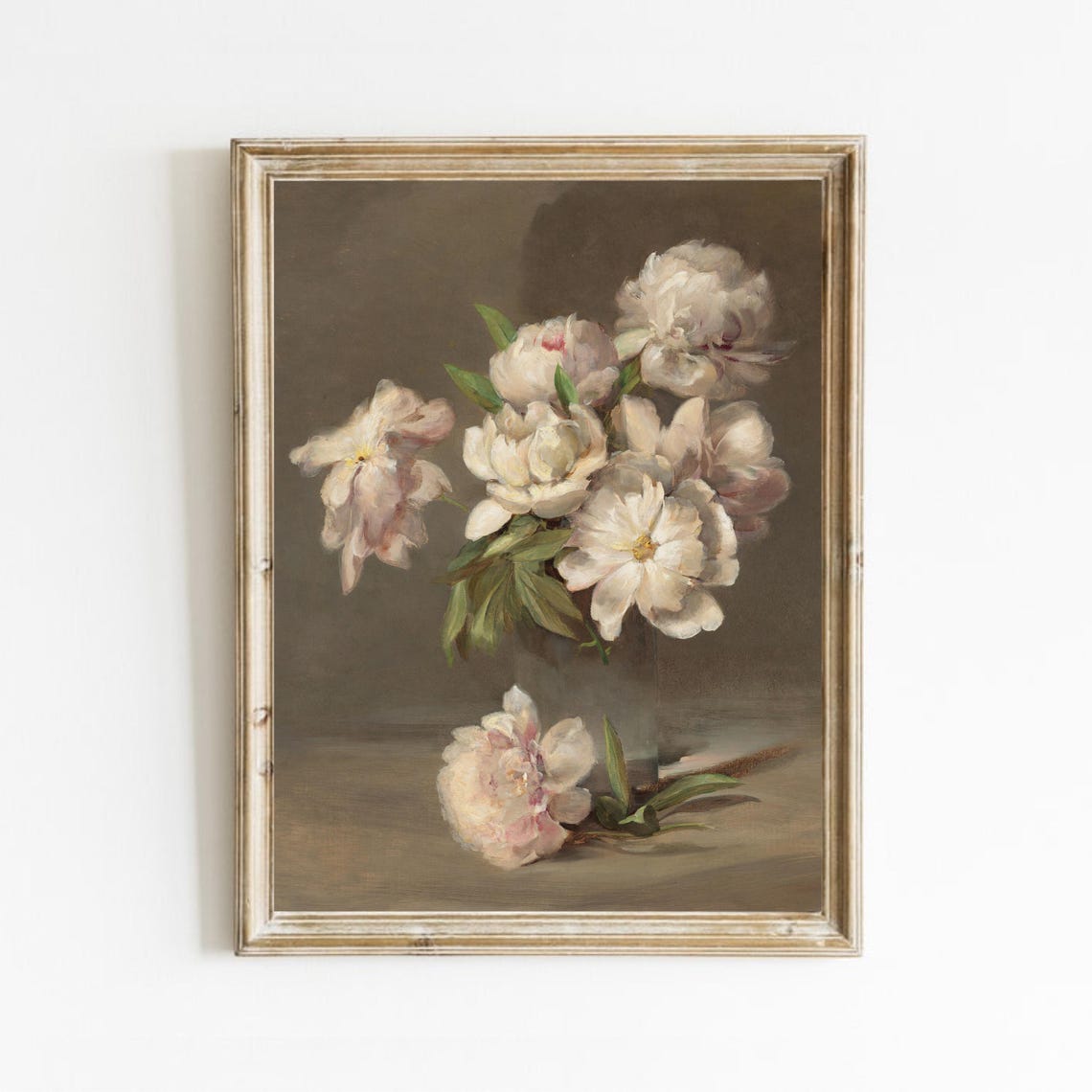 Elegant White Peonies In A Vase Vintage Floral Still Life Poster