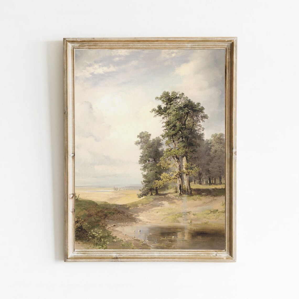 Vintage Summer Landscape Art Print, Farmhouse Decor