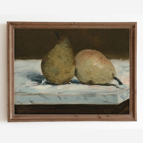 Pear Still Life Vintage Kitchen Art Print, Farmhouse