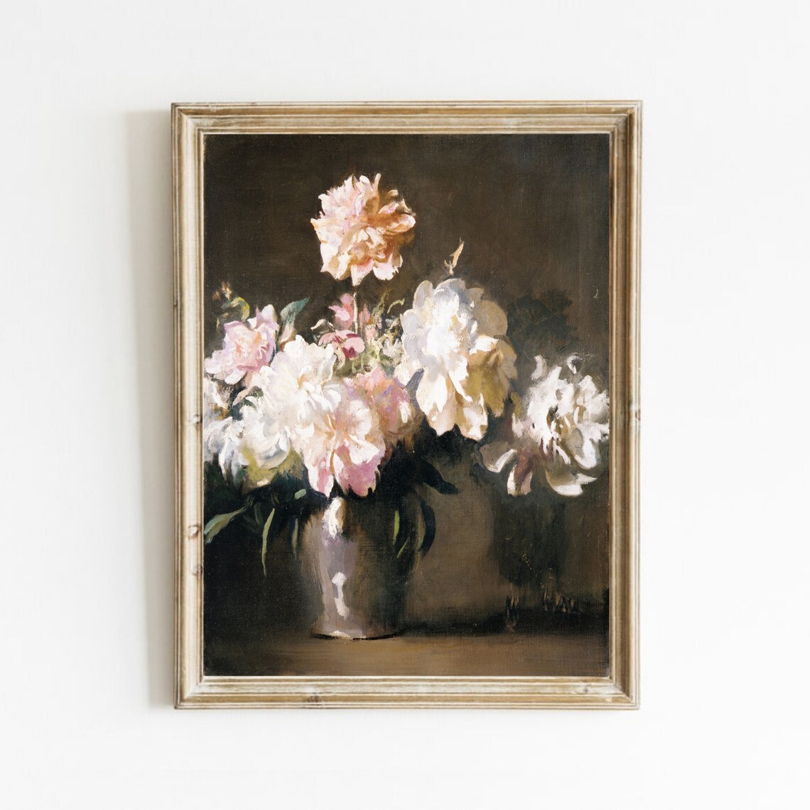 Vintage Peonies Still Life Art Print, Botanical
