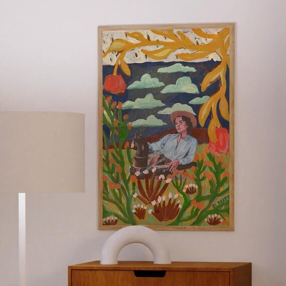Elizabeth Taylor Desert Print, Retro Texas Cactus Landscape Art