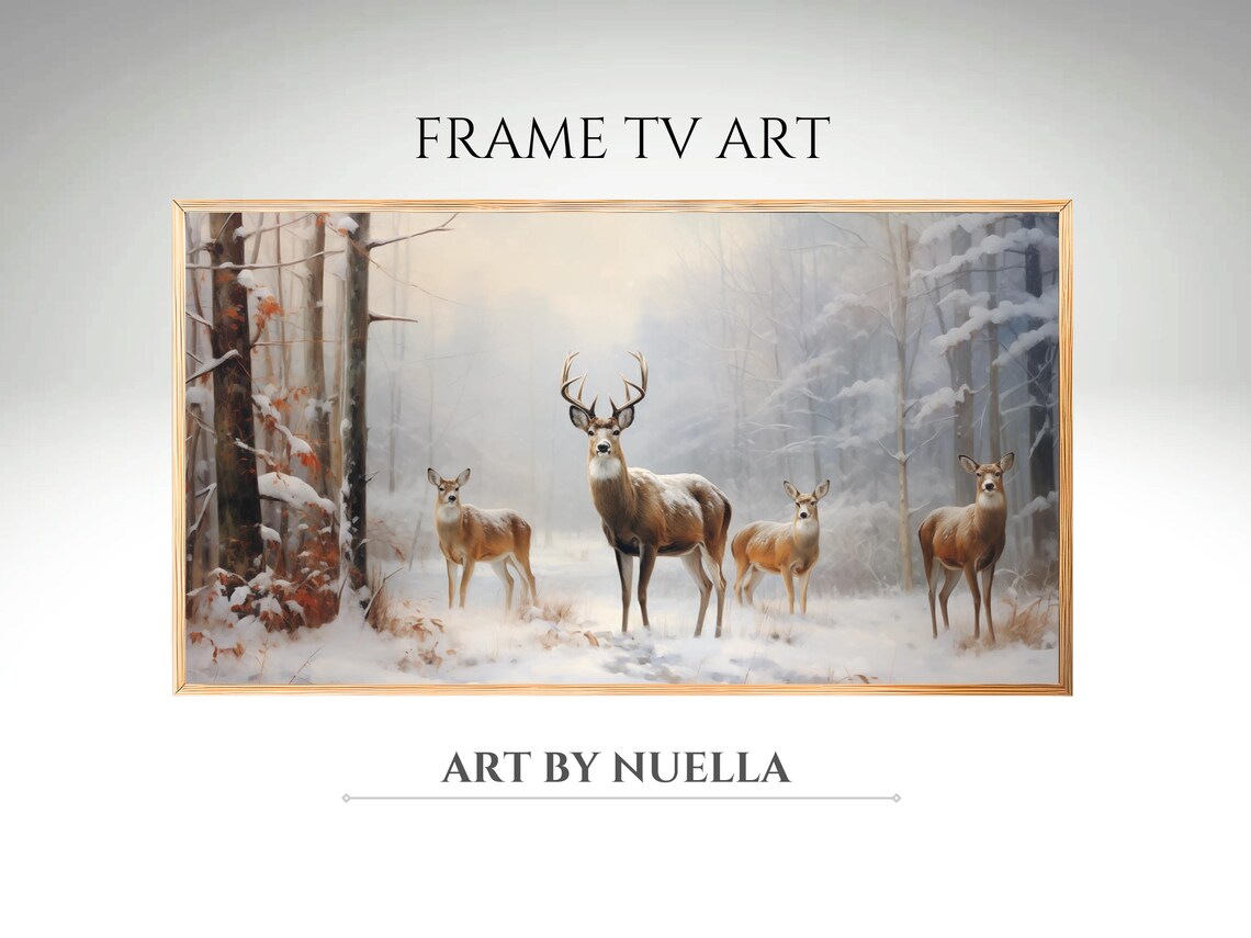 Winter Wildlife Christmas Art Print, Holiday Decor