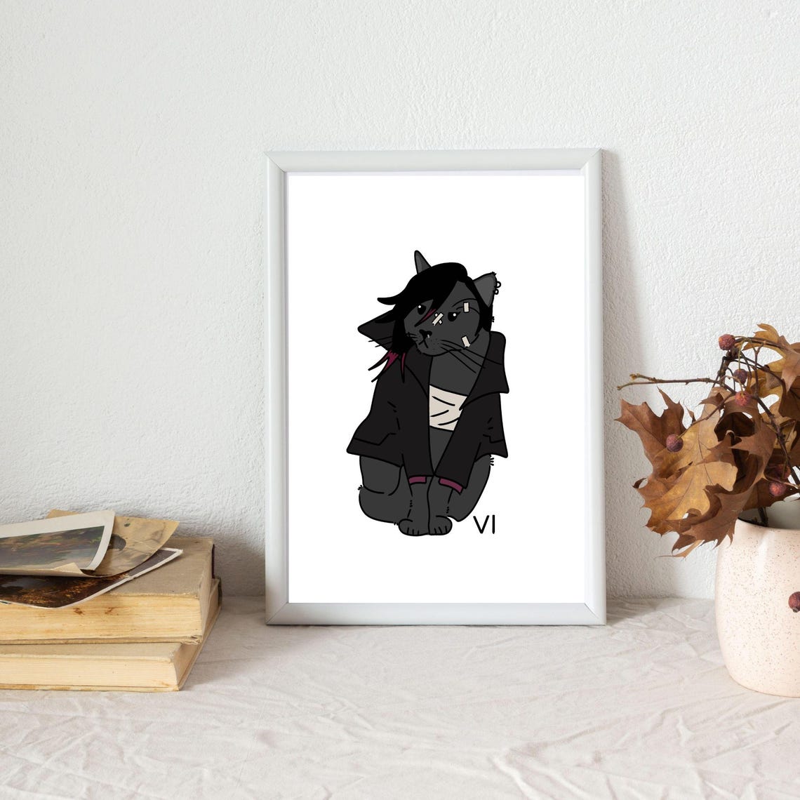 Vi Arcane Inspired Black Cat Fantasy Character Feline Art Poster - Image 2