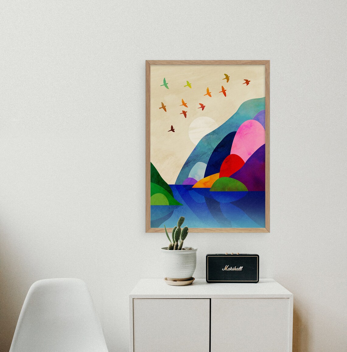 Migrating Flock Of Birds Landscape Art Print - Image 3