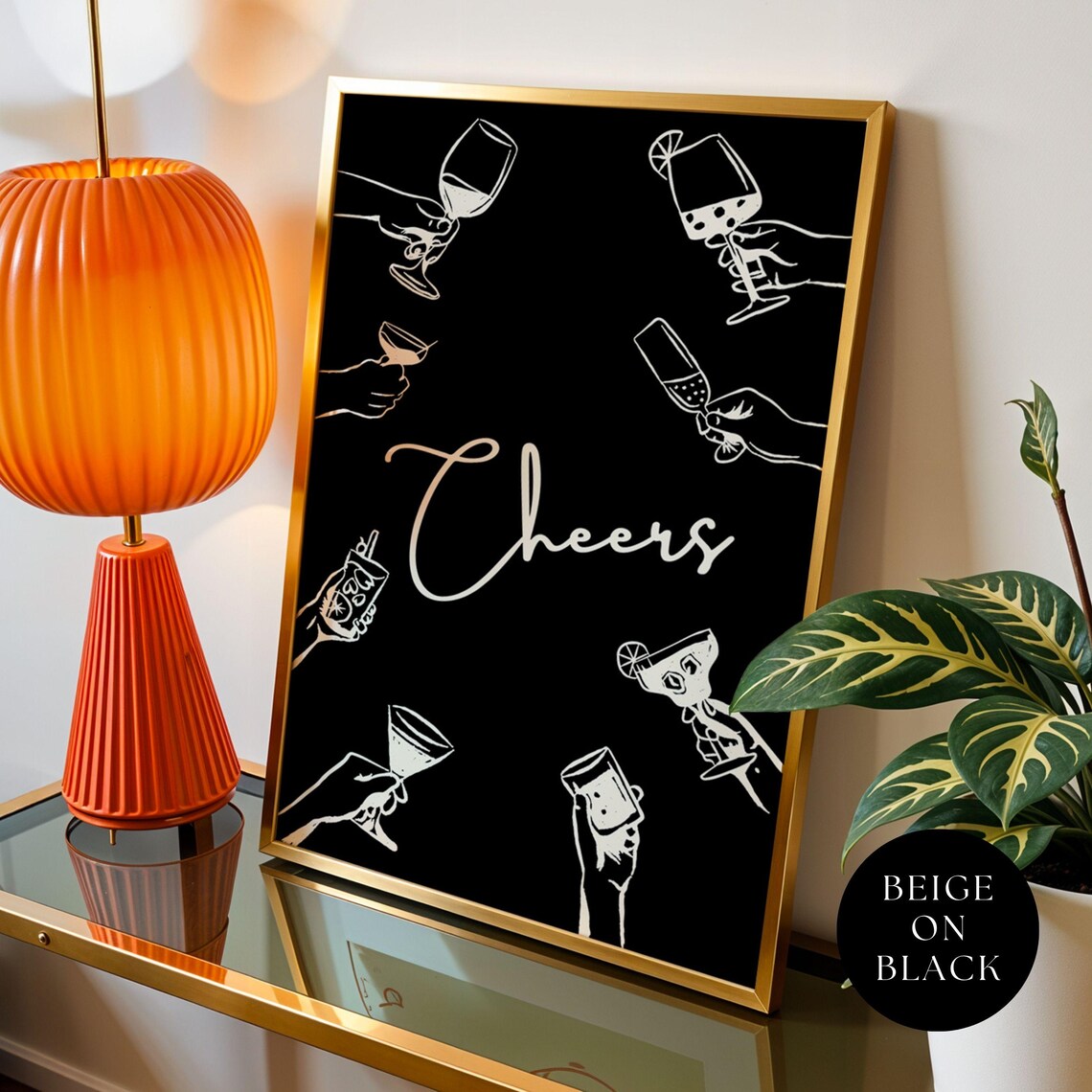 Cheers Print, Cocktail Bar Cart Kitchen Decor - Image 2