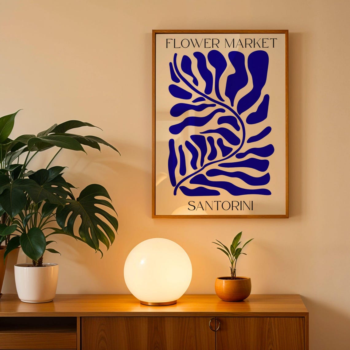 Santorini Flower Market, Matisse Style Art Print - Image 2