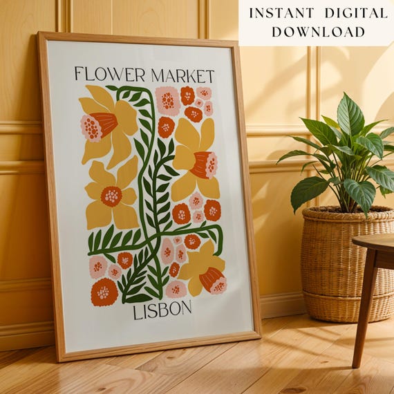 Lisbon Market Botanical Art, Matisse Style