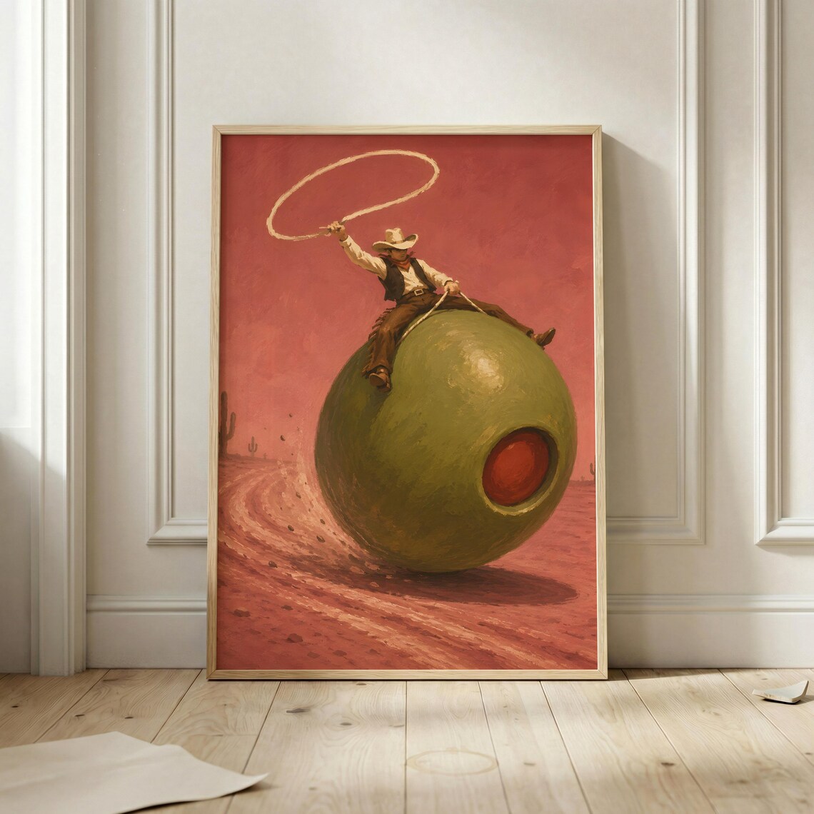 Cowboy Olive Western Cocktail Poster, Vintage Print