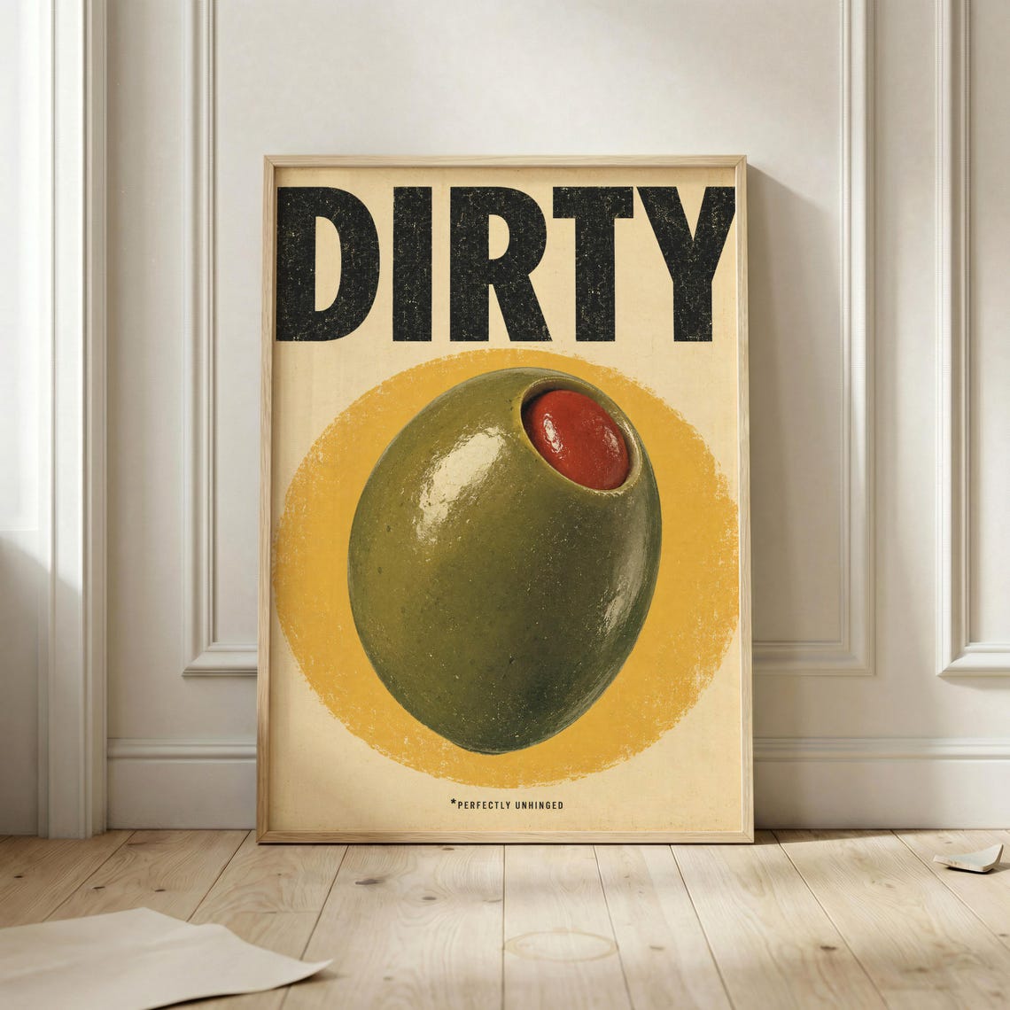 Dirty Martini Olive Perfectly Unhinged Retro Cocktail Bar Poster