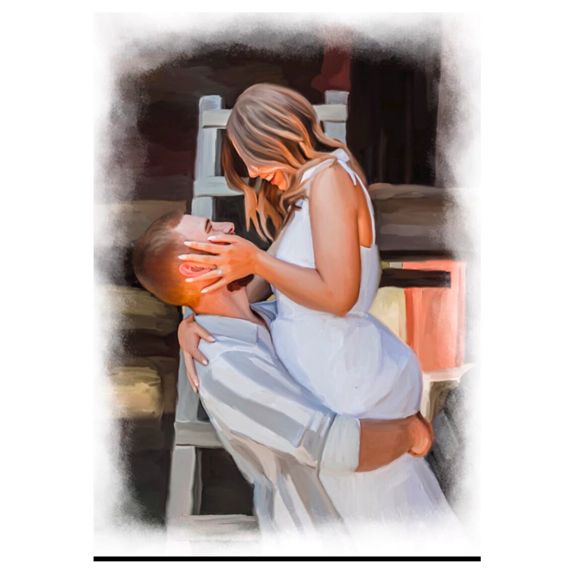 Kissing Wedding Couple Overlooking Blue Mountains at Dusk Poster - Image 5