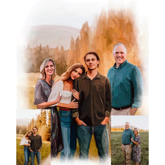 Custom Memorial Family Portrait Combining Two Separate Photos Poster