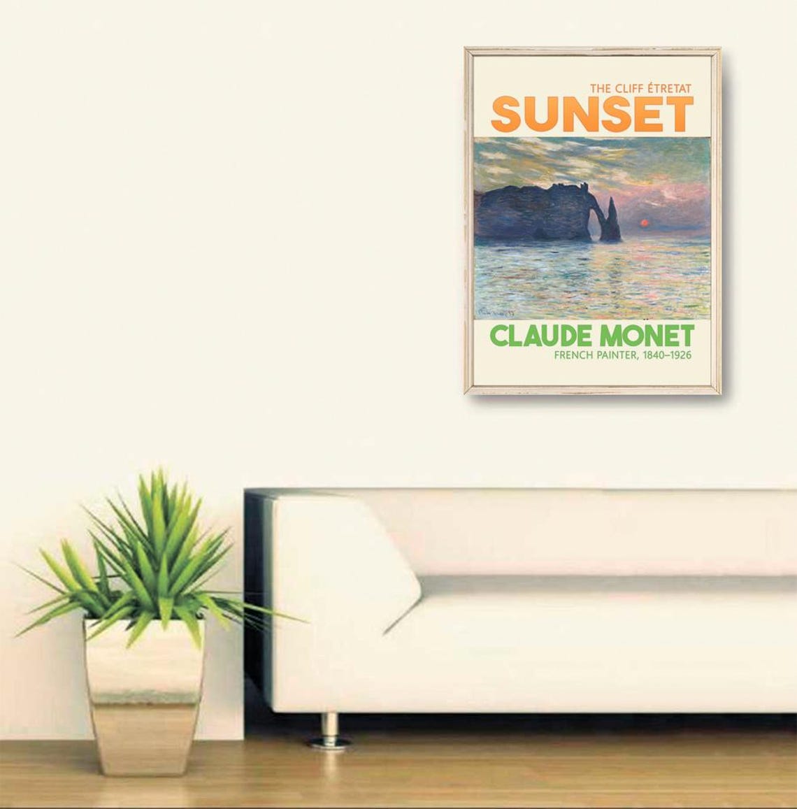 Claude Monet The Cliff Etretat Sunset French Impressionist Art Poster - Image 2