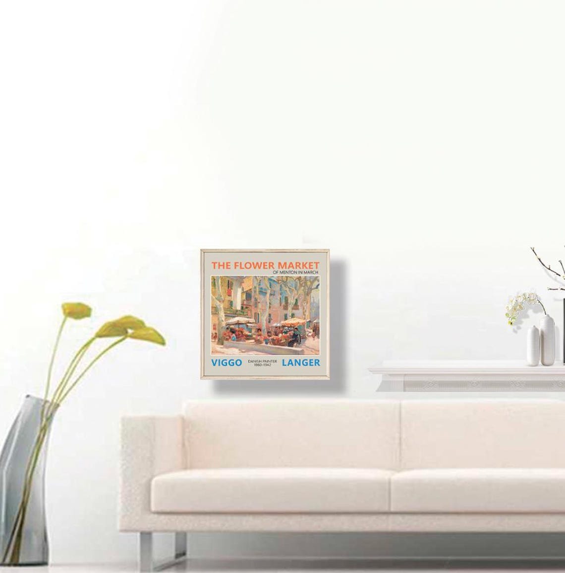 Viggo Langer Flower Market Of Menton In March Print The Flower Market Poster Langer Painting Flower Print Langer Landscape - Image 3