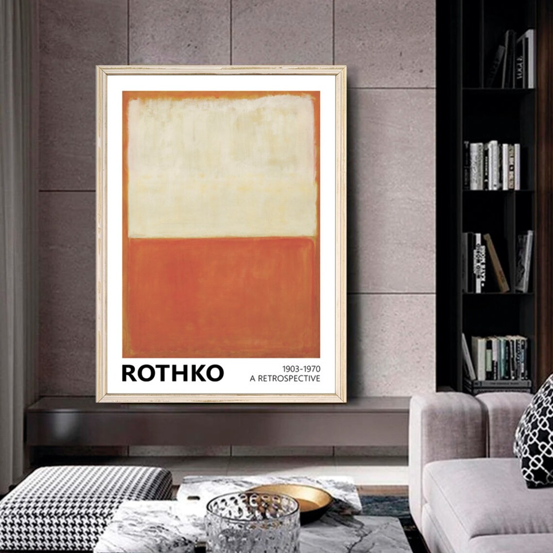 Mark Rothko Cream And Orange Color Block Art Exhibition Poster - Image 2