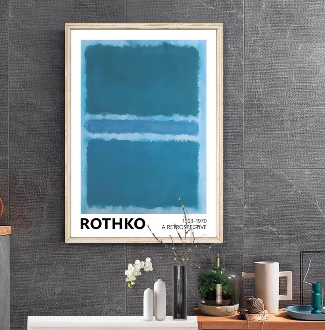 Mark Rothko Retrospective Exhibition Poster Blue Abstract Color Field Painting - Image 3