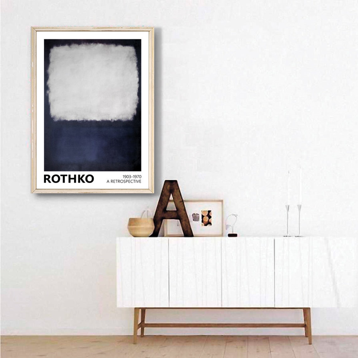 Mark Rothko White and Navy Blue Minimalist Retrospective Poster - Image 3