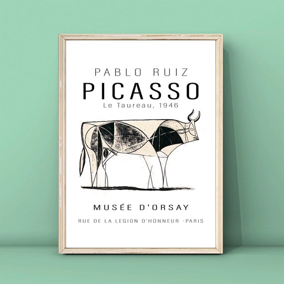 Pablo Picasso Bull Print Animal Sketch Print Picasso Bull Poster Animal Line Print Exhibition Wall Art Picasso Wall Art Download