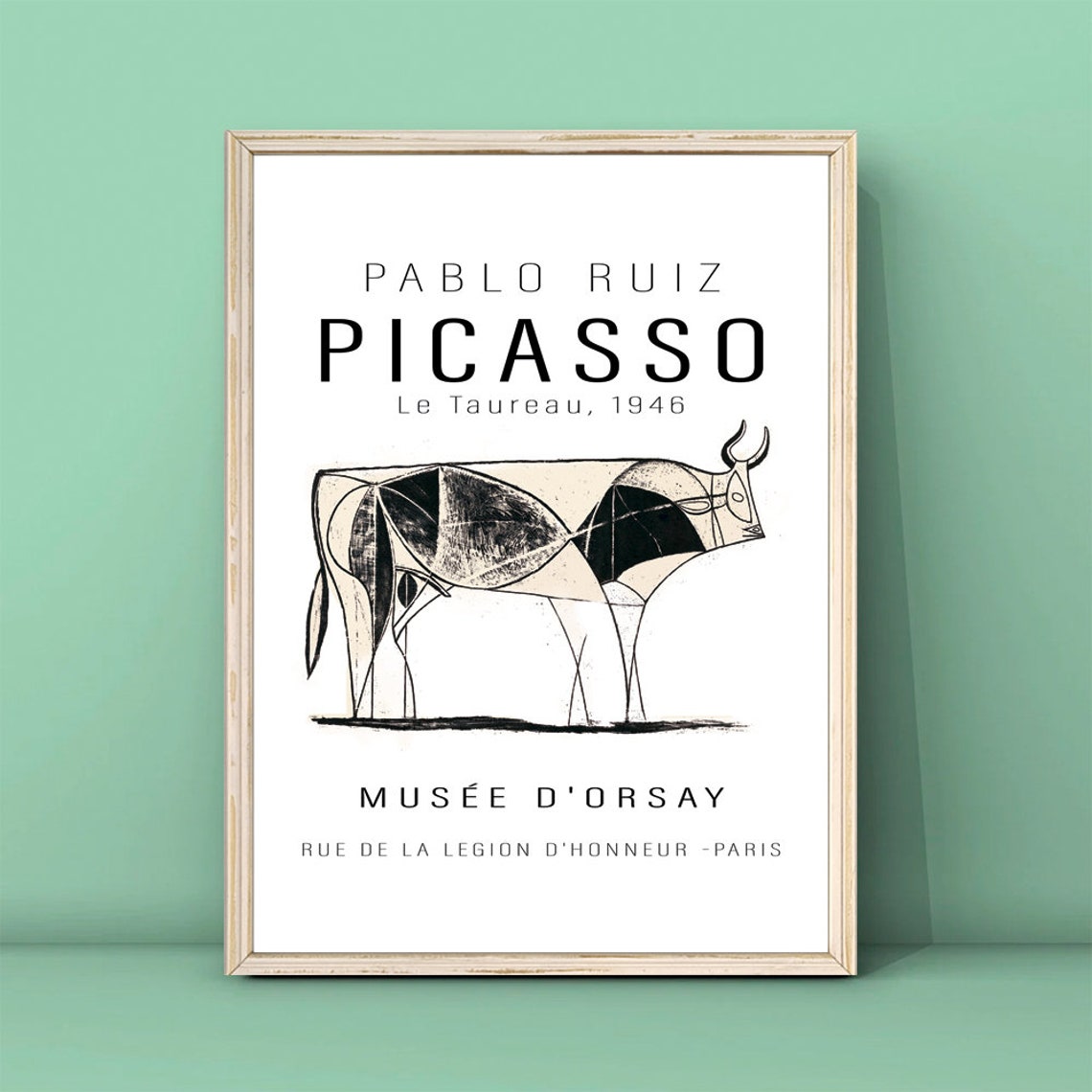 Picasso Le Taureau 1946 Bull Sketch Musee Dorsay Paris Poster