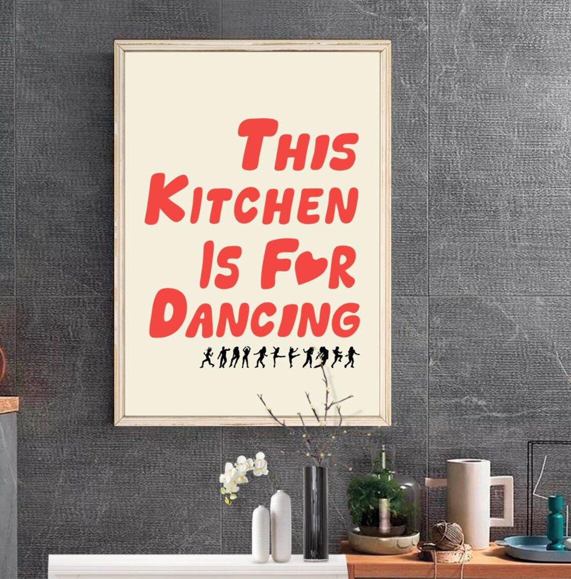Aesthetic Kitchen Decor Cute Dance Art Red Kitchen Wall Art Print Minimalist Heart Print Trendy Kitchen Poster - Image 2
