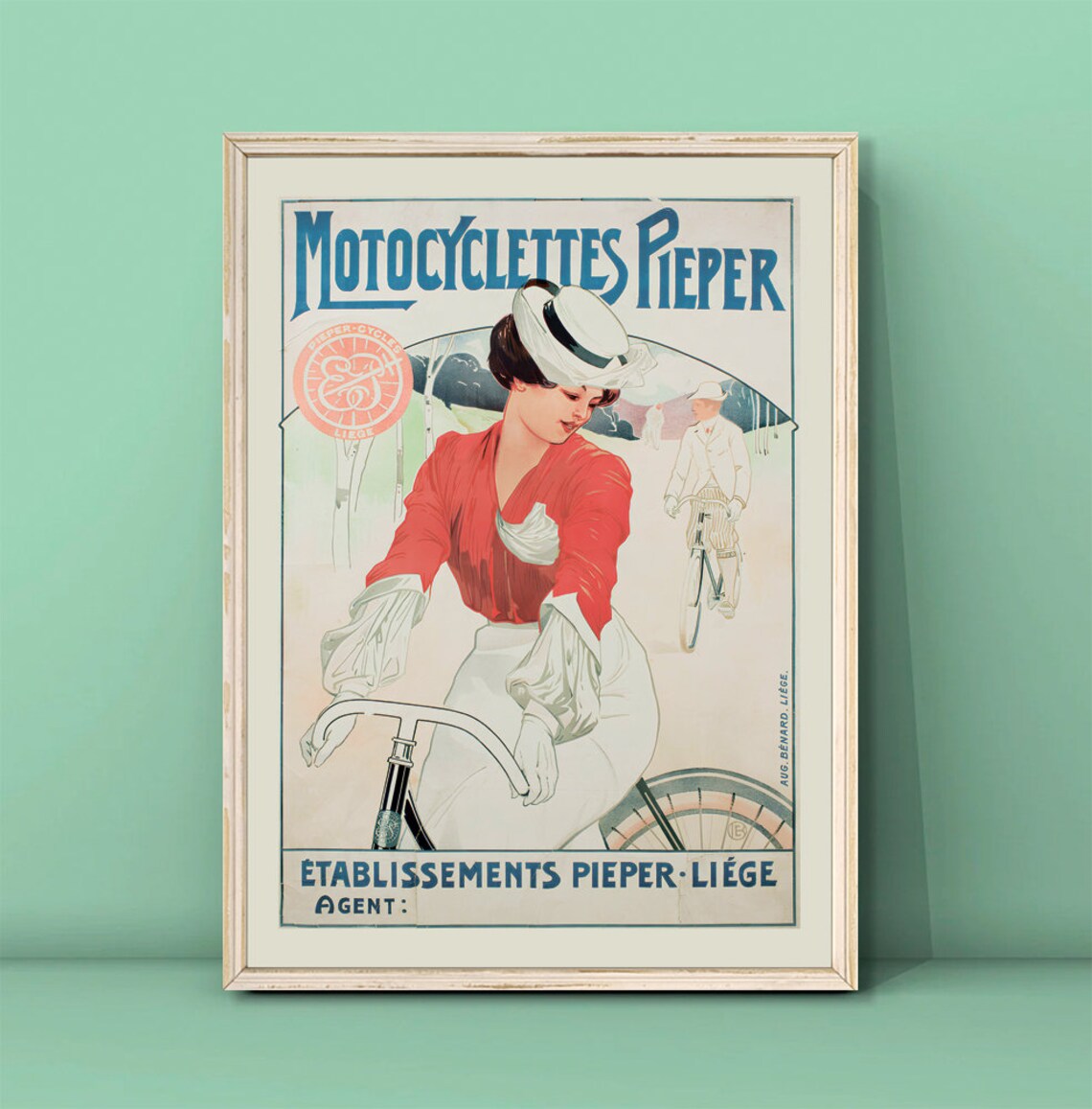 Motocyclettes Pieper Vintage French Bicycle Advertisement Art Poster