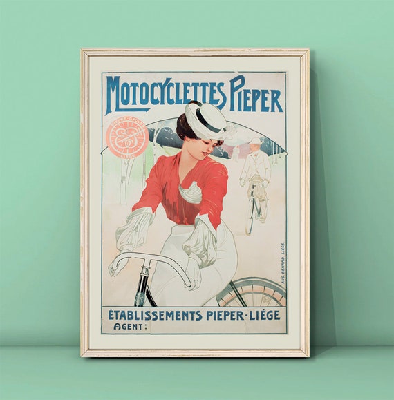 Motocyclettes Pieper Vintage French Bicycle Advertisement Art Poster